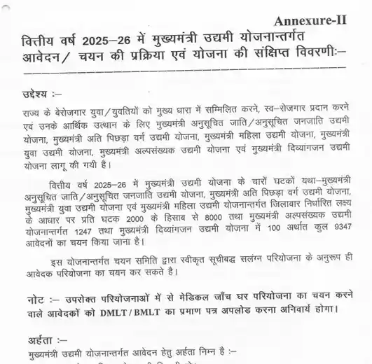 Mukhyamantri Udyami Yojana